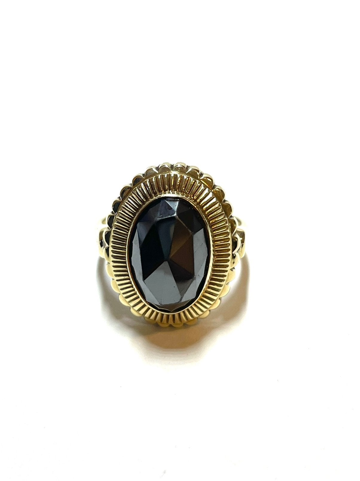 14k gouden ring met een hematiet, -, -, Ophalen of Verzenden, Dame
