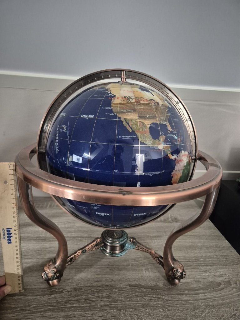Decoratieve Wereldbol met Edelstenen en Kompas GROOT, Huis en Inrichting, Ophalen, Gebruikt