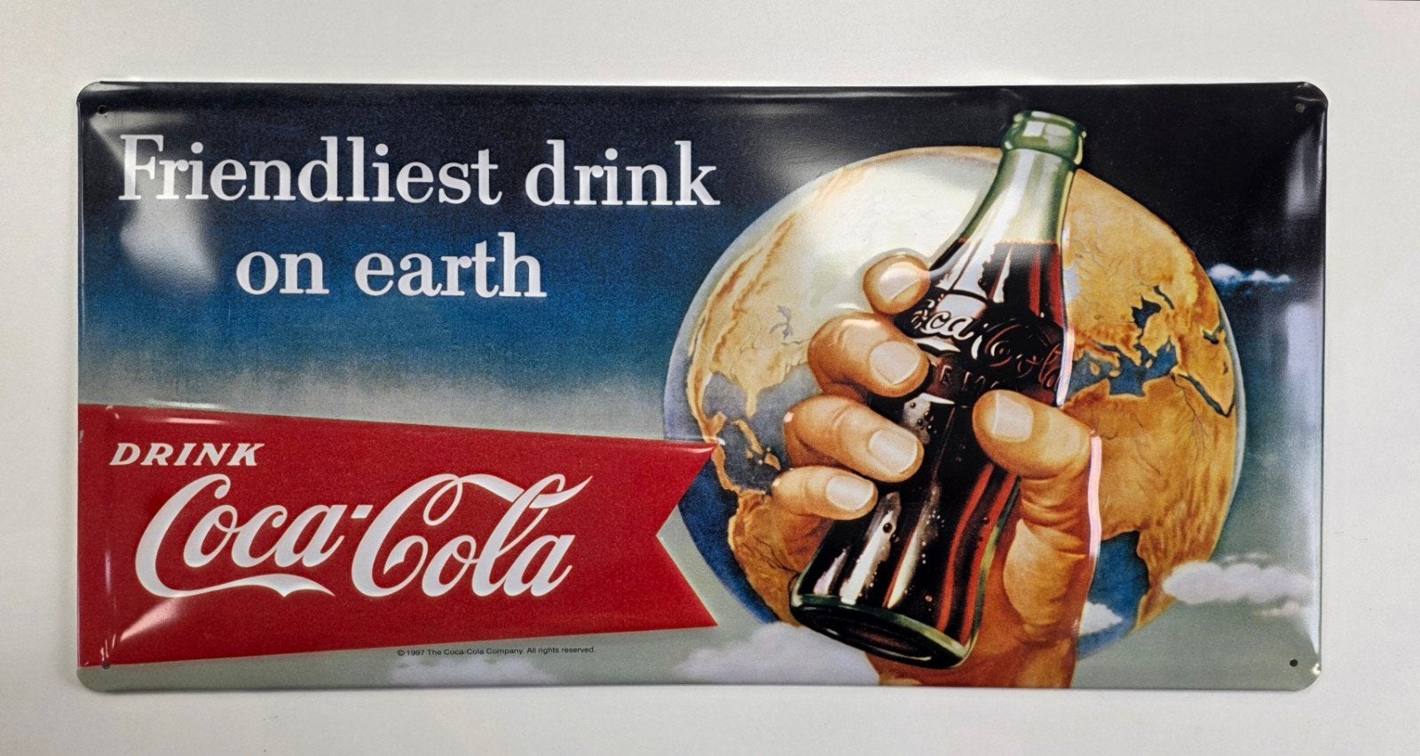 Origineel, retro, blikken, Coca-Cola reclamebord, Ophalen of Verzenden, Zo goed als nieuw, Reclamebord