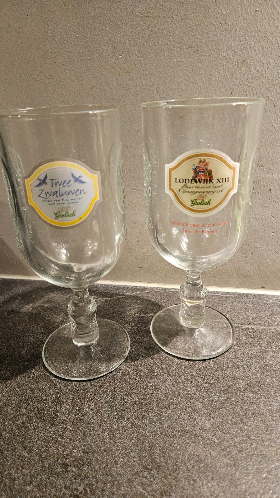 Grolsch Bierglazen - Twee Zwaluwen & Lodewijk XIII, Ophalen of Verzenden, Bierglas