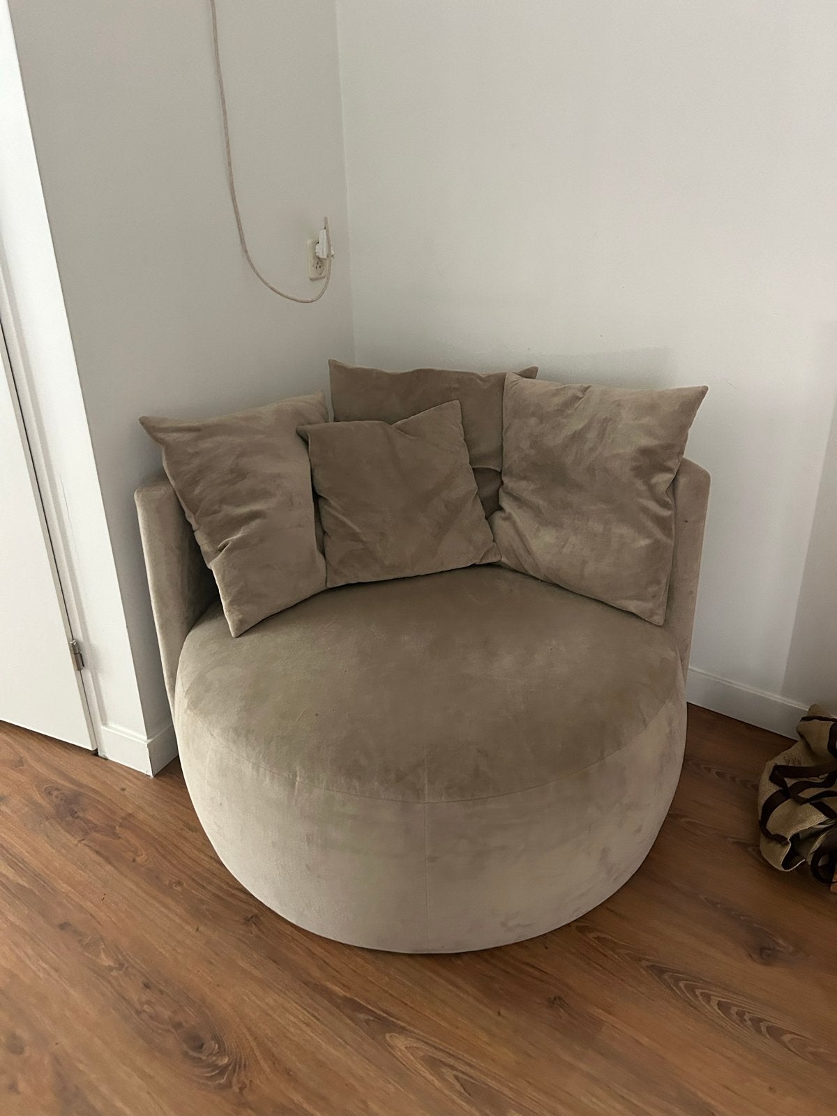 Rond bankje met leuning en hocker - Passé Partout, Ophalen, 100 tot 125 cm, Tweepersoons, Zo goed als nieuw
