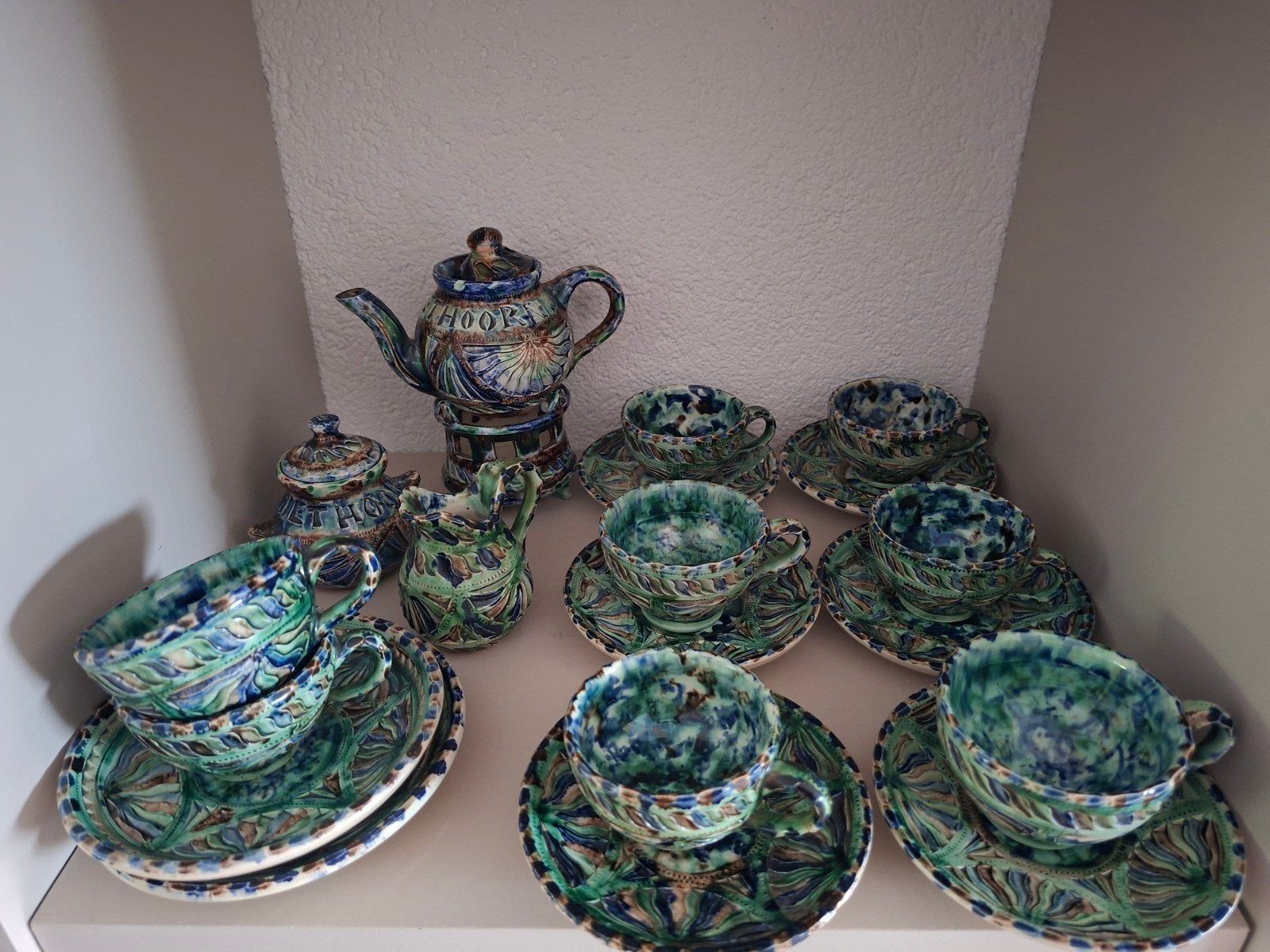 Fries kerfsnede Giethoorn aardewerk theeserviesje 22 delig, Ophalen of Verzenden