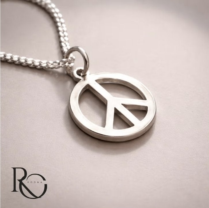 Zilveren Peace Hanger 925 – incl. ketting, Nieuw, Ophalen of Verzenden, Kruis of Symbool, Zilver