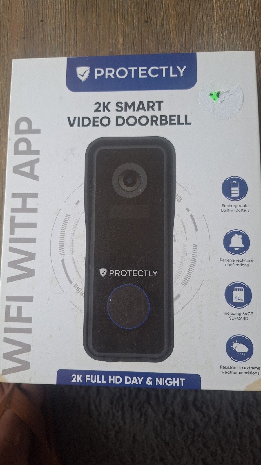 Protectly 2K Smart Video Deurbel met WiFi en App, Ophalen of Verzenden, Bewegingsdetectiesensor, Nieuw, Draadloos