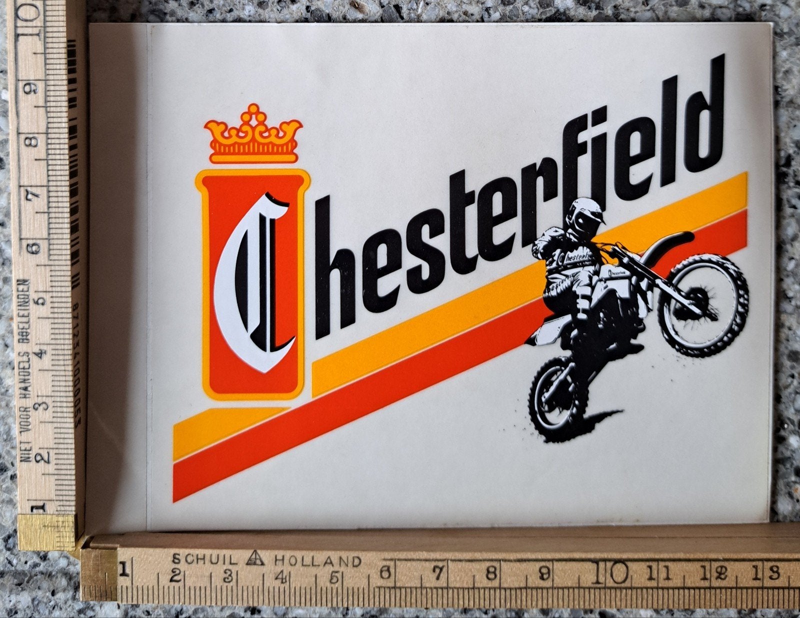 Vintage sticker Chesterfield motorcross crossmotor, Ophalen of Verzenden, Zo goed als nieuw, Auto of Motor