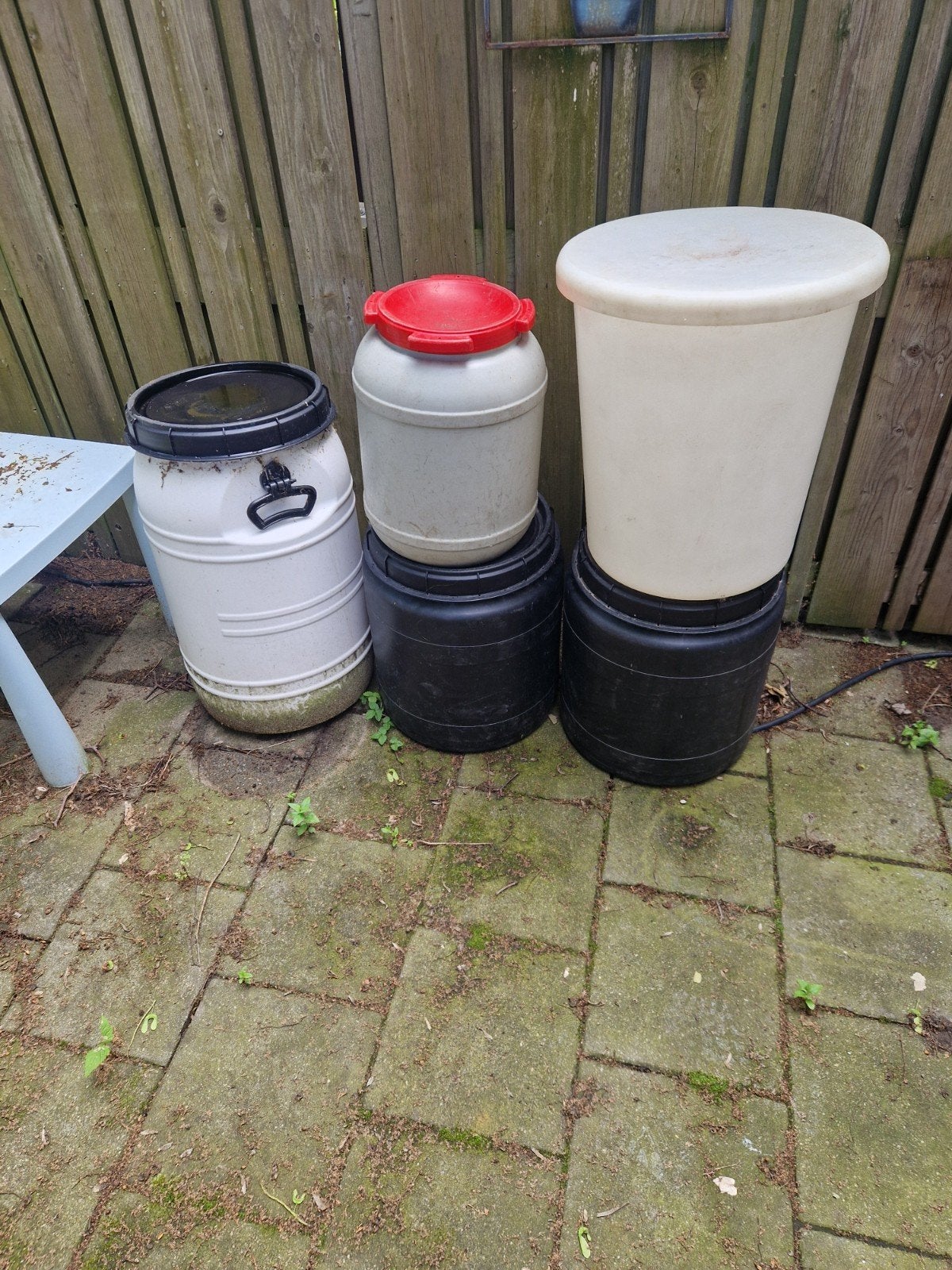 Diverse kunststof vaten en tonnen, Ophalen, Kunststof, Gebruikt, Rond