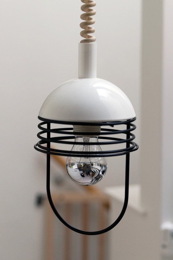 Vintage design metalen hanglamp / kooilamp, Ophalen of Verzenden