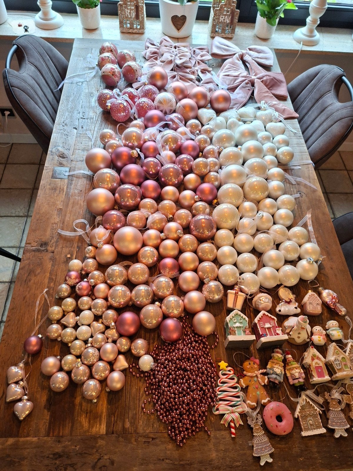 207 stuks pastel wit roze glazen kerstboomversiering partij, Diversen, Kerst, Ophalen, Zo goed als nieuw