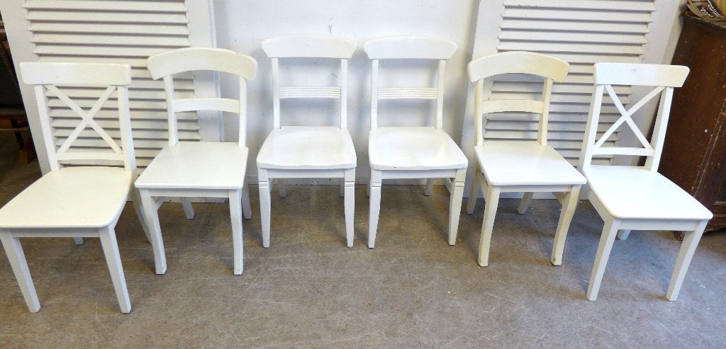 Mooi set van 6 landelijke witte stoelen, Huis en Inrichting, Stoelen, Ophalen, Gebruikt, Landelijk rustiek, Wit