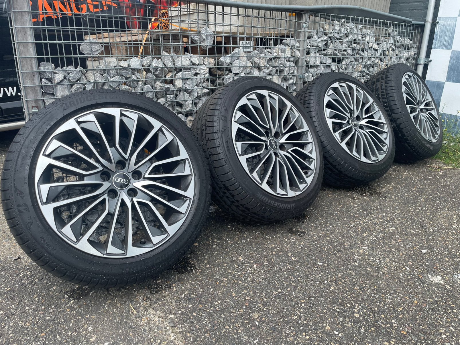 19” Originele AUDI A6 C8 velgen 5x112 + bridgetsone 7mm, 19 inch, Banden en Velgen, Ophalen of Verzenden, Personenwagen