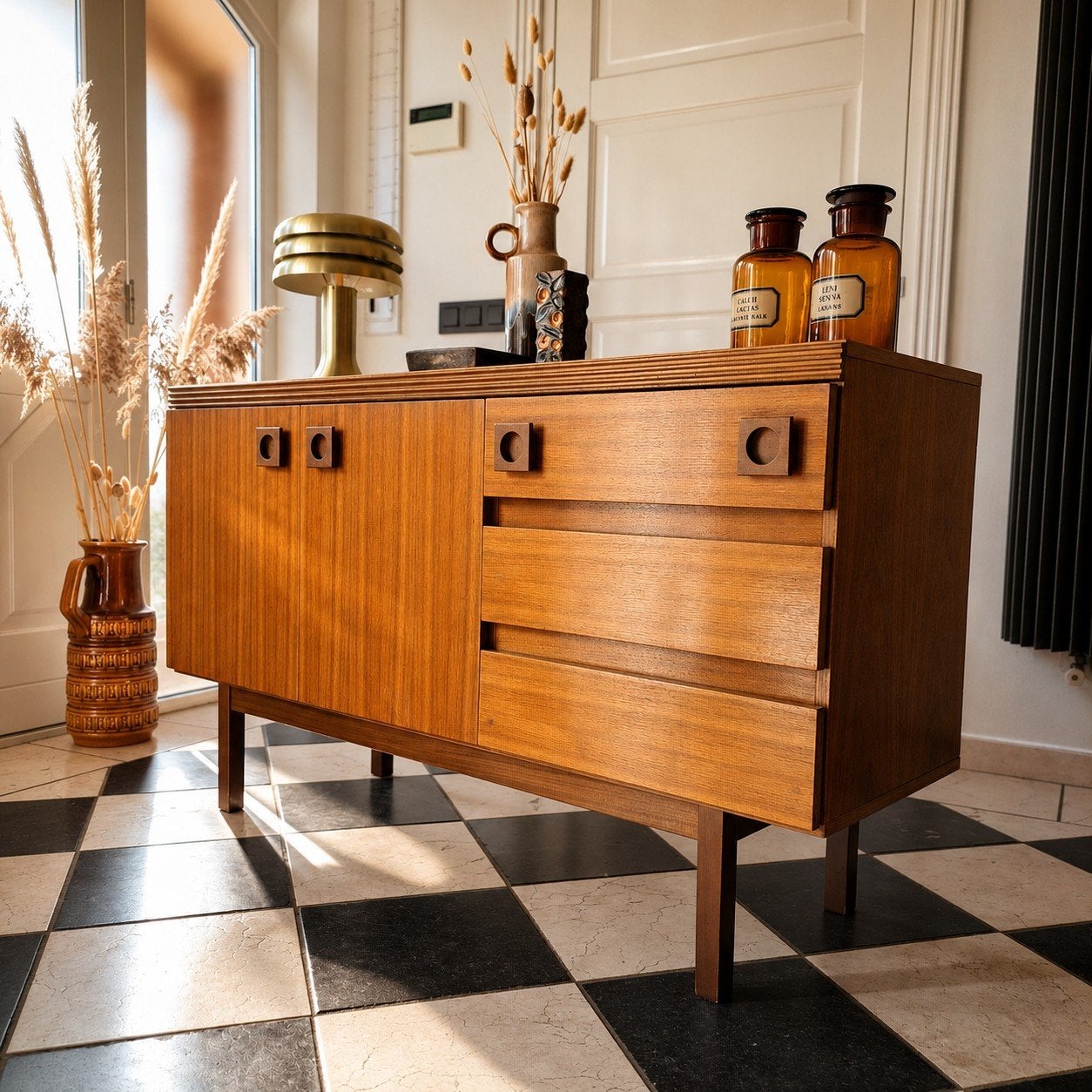 🩷Vintage Teakfineer Kast Jaren '70 - Dressoir/Sideboard, Huis en Inrichting, Kasten | Dressoirs, Ophalen of Verzenden, Gebruikt