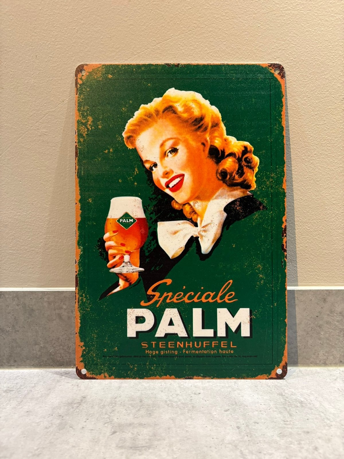 Mancave Bar Café Wanddecoratie metalen bordje merk Palm bier, Ophalen of Verzenden, Zo goed als nieuw, Reclamebord, Plaat of Schild