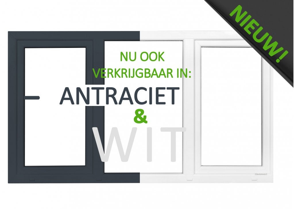 Kunststof antraciet kozijn b200 x h110 dk-v-dk RAL 7016, Niet ingevuld, Kunststof, Overige typen, Niet ingevuld