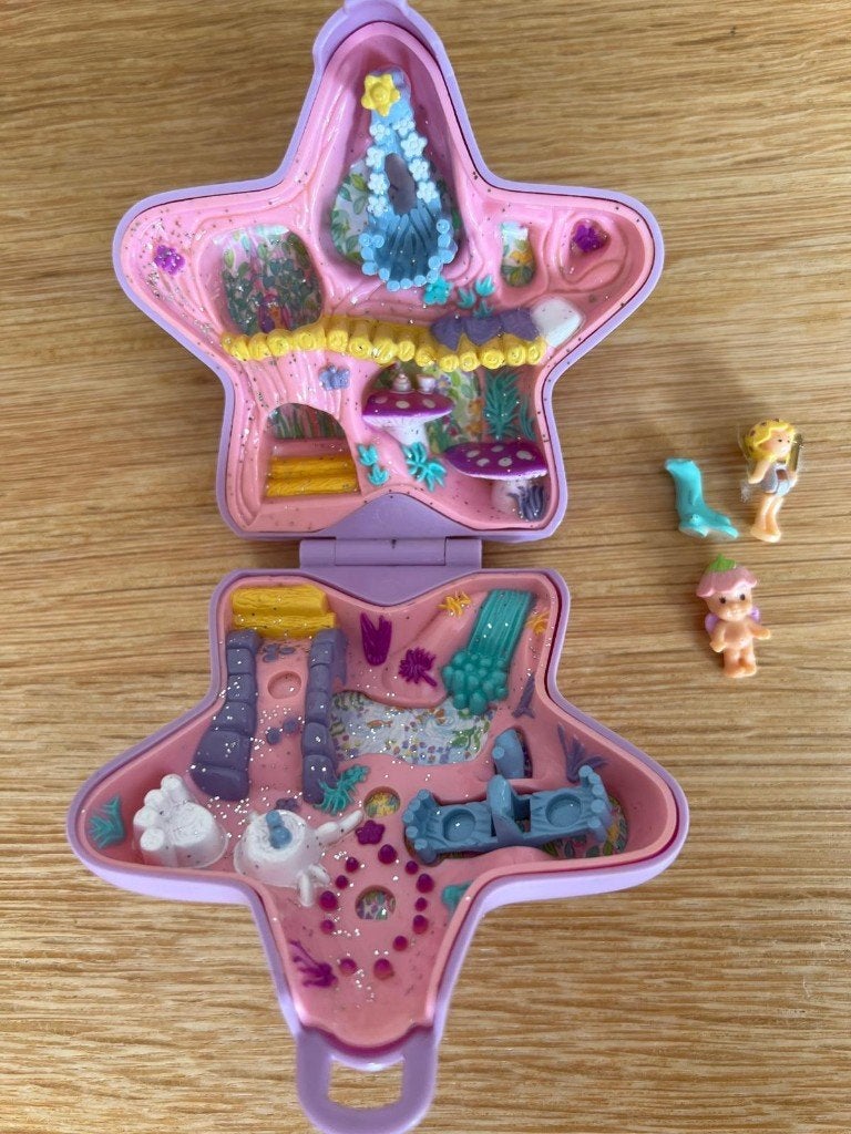 Polly Pocket Sterren Compact met 3 figuurtjes, Ophalen of Verzenden, Zo goed als nieuw