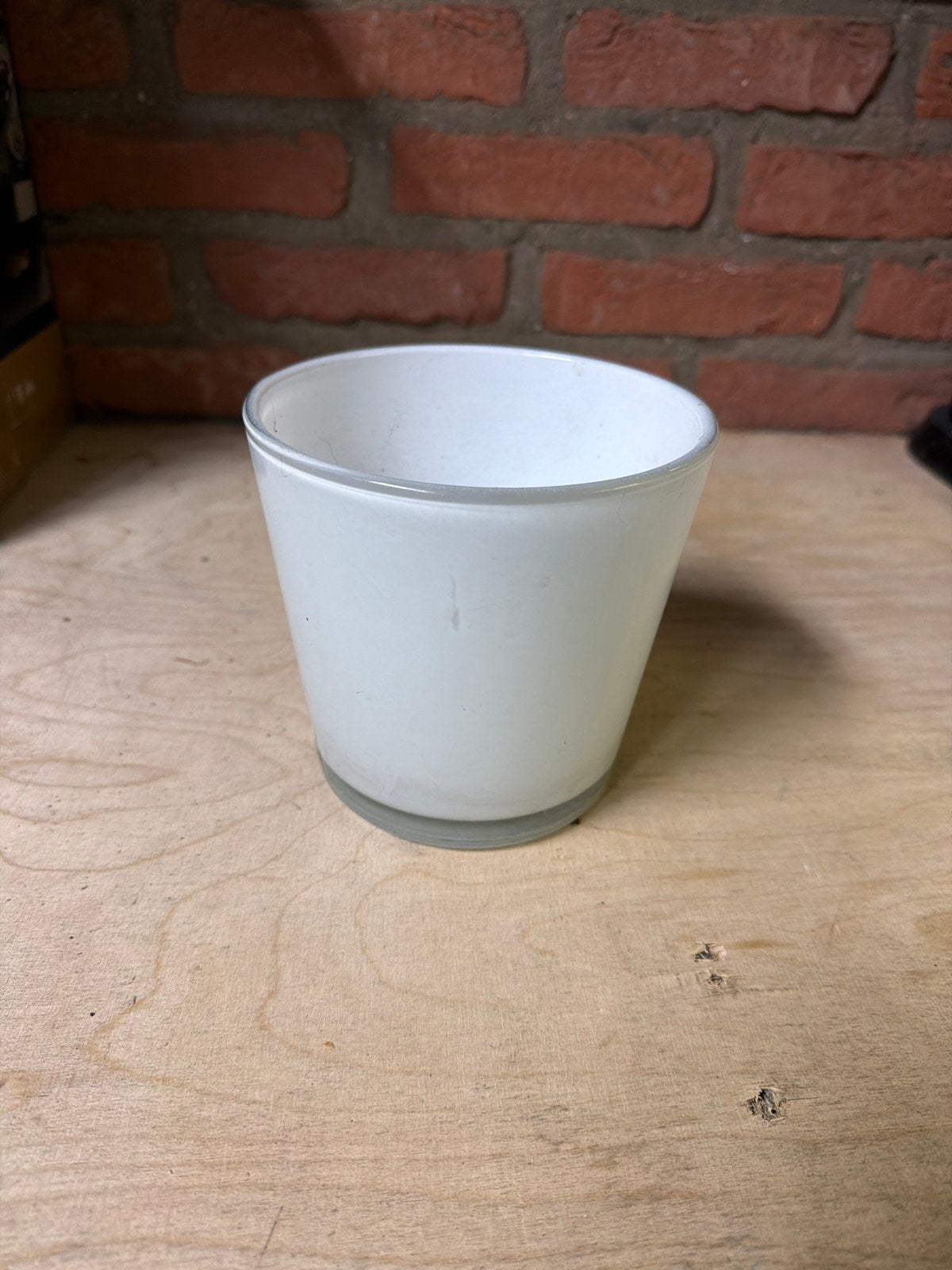 Witte glazen vaas/pot, Ophalen, Gebruikt, Wit, Glas