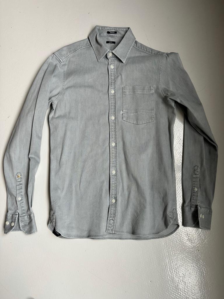 Denham Axel Slim Fit Shirt Maat S, Verzenden, Zo goed als nieuw, Grijs, Halswijdte 38 (S) of kleiner