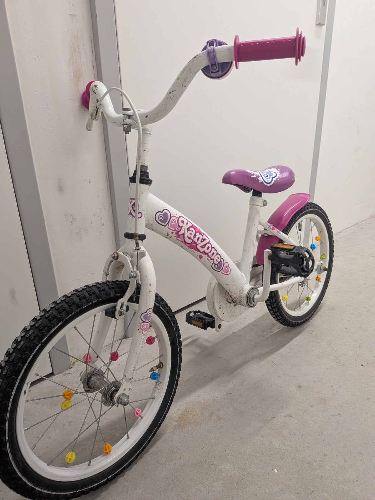 Kanzone kinderfiets 16 inch - wit/paars, Ophalen