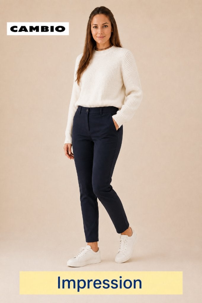 Cambio Renira – premium quality pantalon - navy maat 46, Cambio, Blauw, Maat 46/48 (XL) of groter, Ophalen of Verzenden