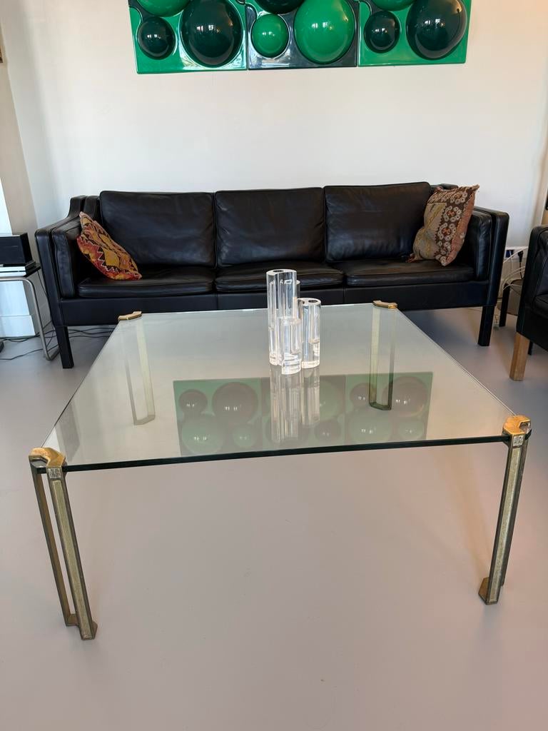 Peter Ghyczy Glass coffee table, Huis en Inrichting, Tafels | Salontafels, Ophalen, Gebruikt, 50 tot 100 cm, Vierkant