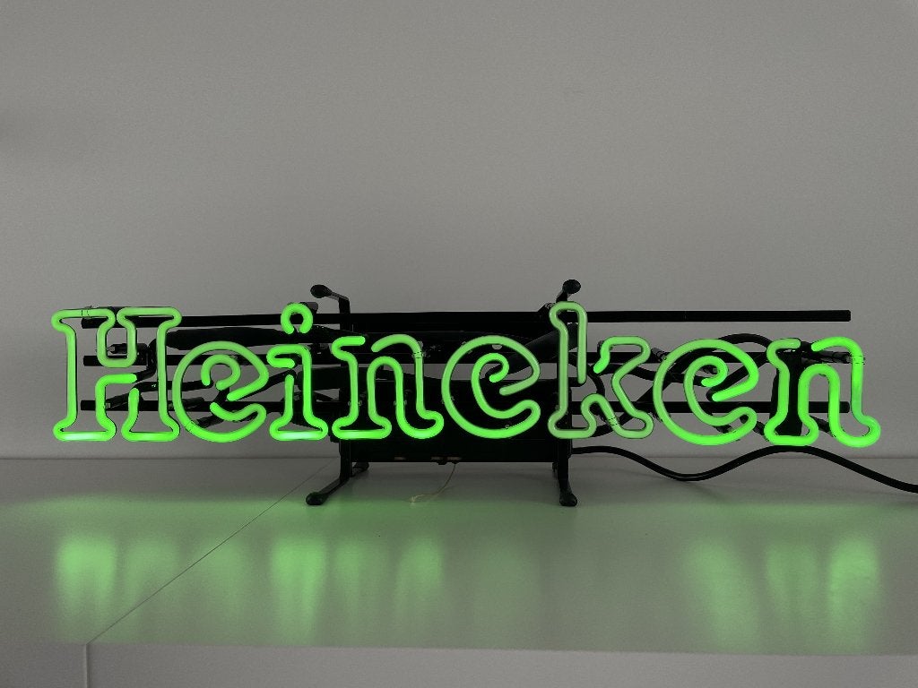 Vintage neon (glas) lichtreclame Heineken, Ophalen, Gebruikt, Reclamebord, Plaat of Schild, Heineken