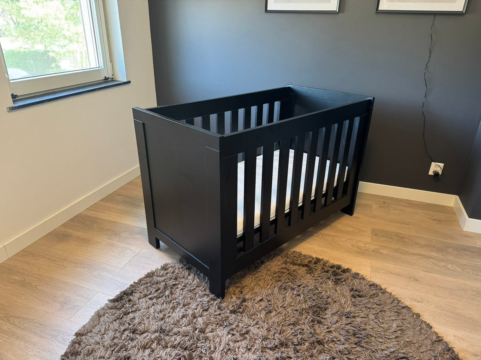 Interbaby Ledikant Zwart Incl. Matras, Zo goed als nieuw, Minder dan 140 cm, Minder dan 70 cm, Ophalen