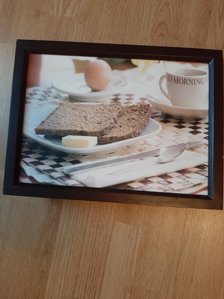Ontbijt op bed plateau - Decoratief dienblad, Ophalen of Verzenden, Gebruikt, Bruin, Hout