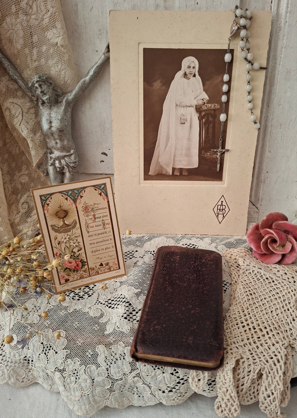 HC kaartje~meditations~rozenkrans en foto 'PiFrance ', Ophalen of Verzenden