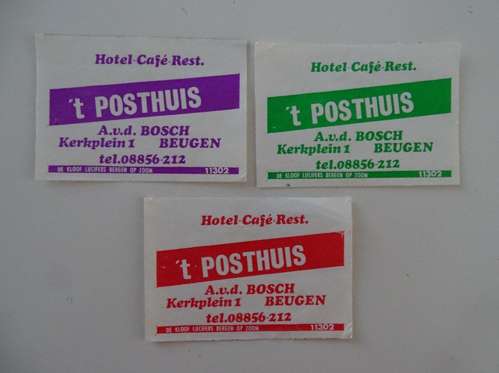 Hotel Café Rest     't POSTHUIS    Kerkplein    BEUGEN, Verzamelen, Verzenden, Gebruikt, Luciferdoosjes of -merken
