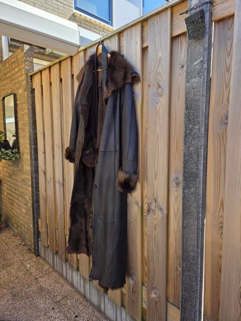 Arma Leren & Schapenvacht Mantel - Dubbelzijdig - Vintage, Kleding | Dames, Jassen | Winter, Ophalen, Bruin, Arma, Maat 46/48 (XL) of groter