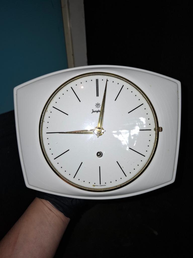 Vintage Junghans Wandklok - Wit met Gouden Rand, Antiek en Kunst, Antiek | Klokken, Ophalen