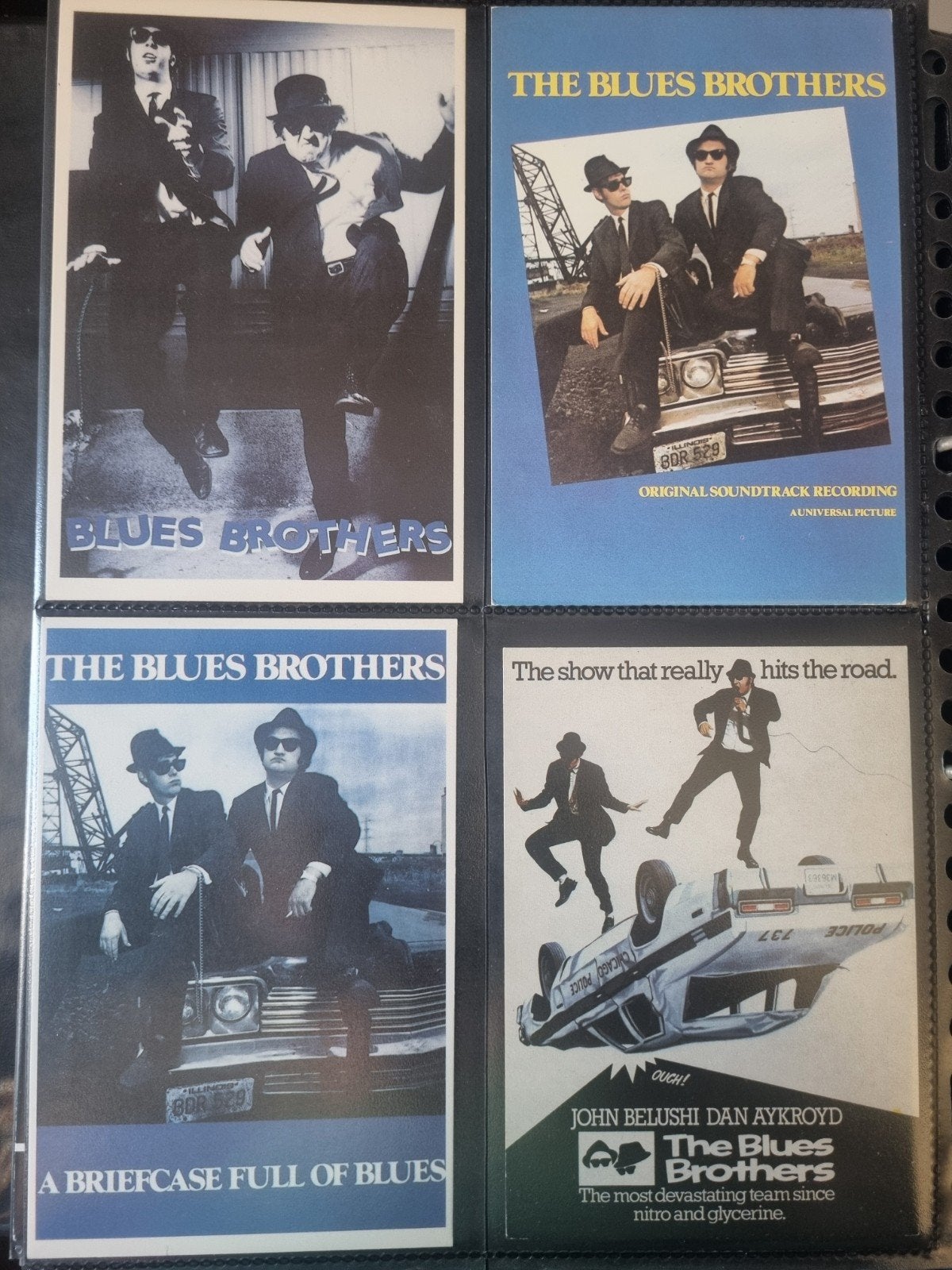 The Blues Brothers film kaarten 1980 Belushi Aykroyd vintage, Verzenden, Foto of Kaart