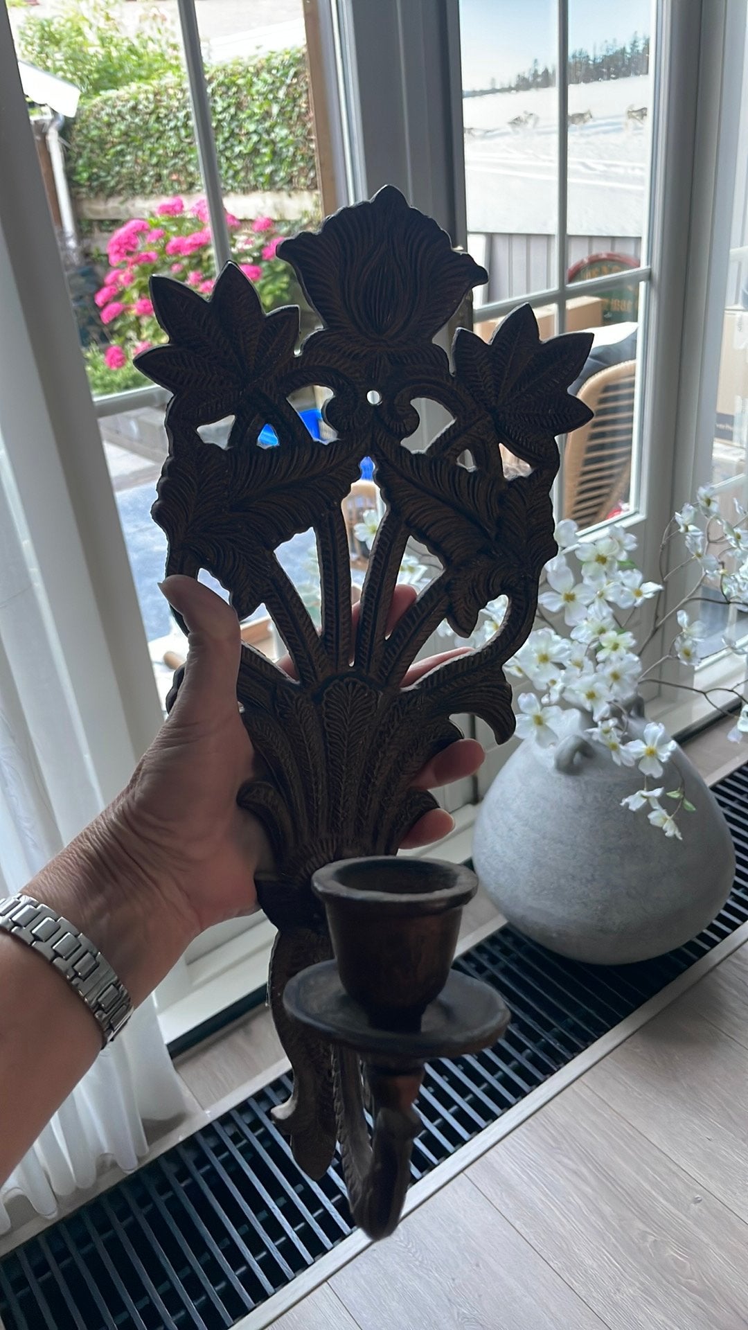 Kandelaar voor aan muur, Huis en Inrichting, Woonaccessoires | Kandelaars en Kaarsen, Overige materialen, Gebruikt, Bruin, Ophalen of Verzenden