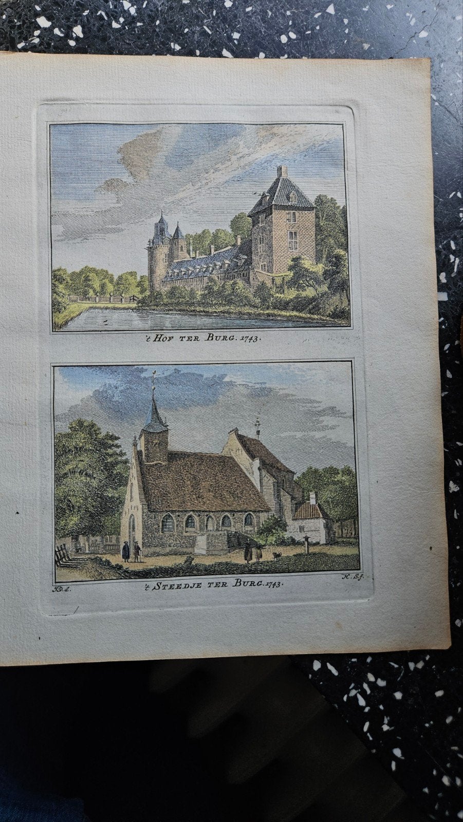 Originele antieke kopengravure 1743 Ter Burg, Ophalen of Verzenden