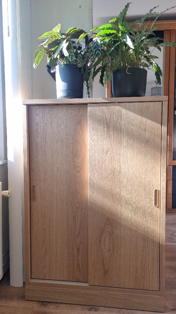 IKEA KAST MET SCHUIFDEUREN, Huis en Inrichting, Kasten | Kledingkasten, Ophalen, 100 tot 150 cm, Eikenfineer, 50 tot 100 cm