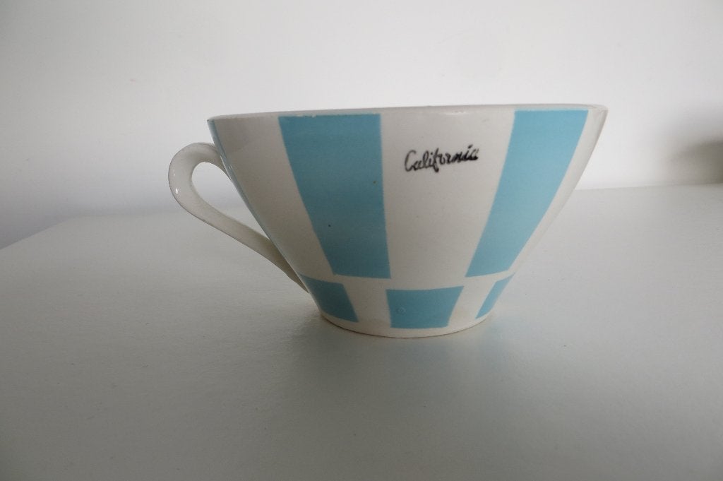 Vintage soepkop van California merk. In de kleur blauw /wit., Ophalen of Verzenden