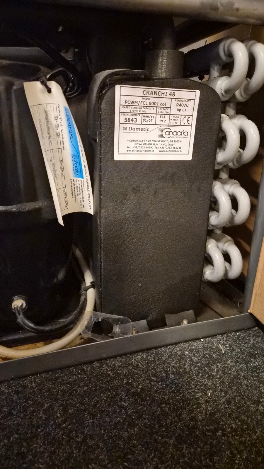 Dometic Condaria Cranchi 48 Airco - 230 Volt, Witgoed en Apparatuur, Ophalen, Koelen en Ontvochtigen, Niet werkend, Wandairco