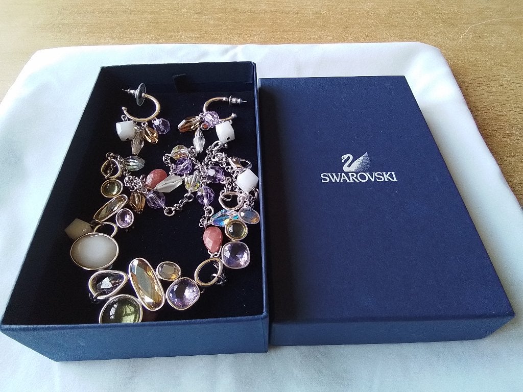 Swarovski sieraden set ketting en oorbellen, Sieraden, Tassen en Uiterlijk, Kettingen, Overige materialen, Met hanger, Ophalen of Verzenden