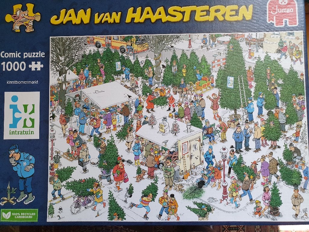 Jan van Haasteren 1000 'Kerstbomenmarkt, Intratuin', Ophalen, 500 t/m 1500 stukjes, Gebruikt, Legpuzzel