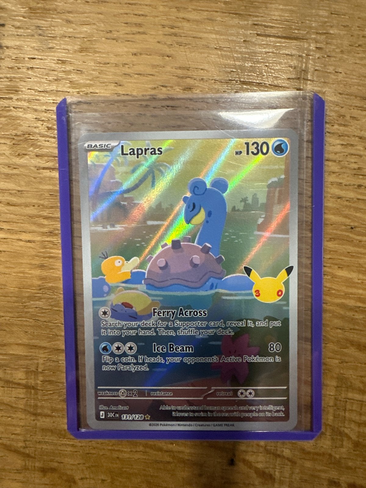 Lapras Pokémon Kaart Celebrations 131/128 Holo Foil, Ophalen of Verzenden, Zo goed als nieuw, Losse kaart, Foil