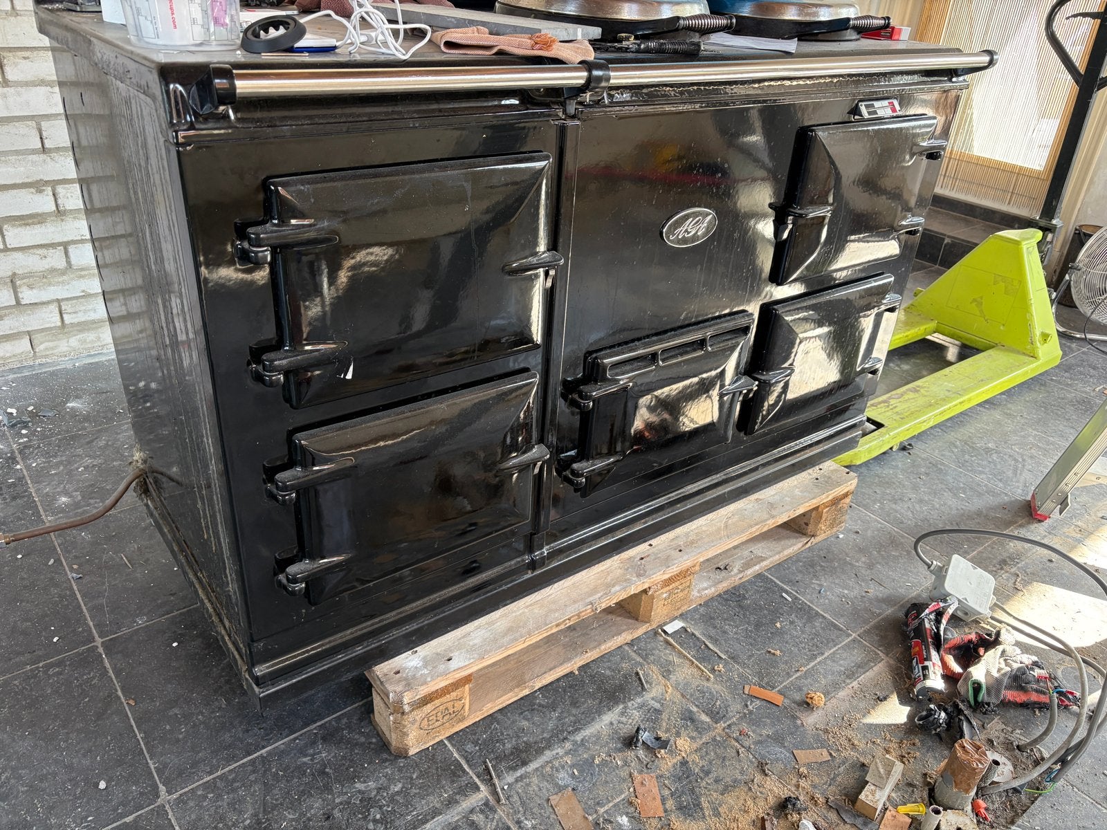 AGA GE Traditional 4-oven gasfornuis, zwart geëmailleerd, Ophalen, Oven, Vrijstaand, 60 cm of meer