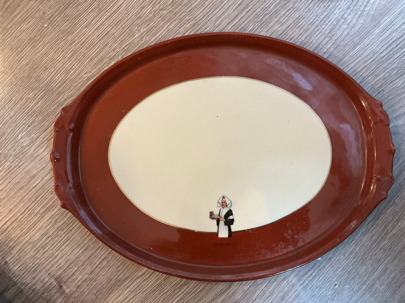 Vintage Droste Cacao dienblad met 3 kop en schotels, Verzenden
