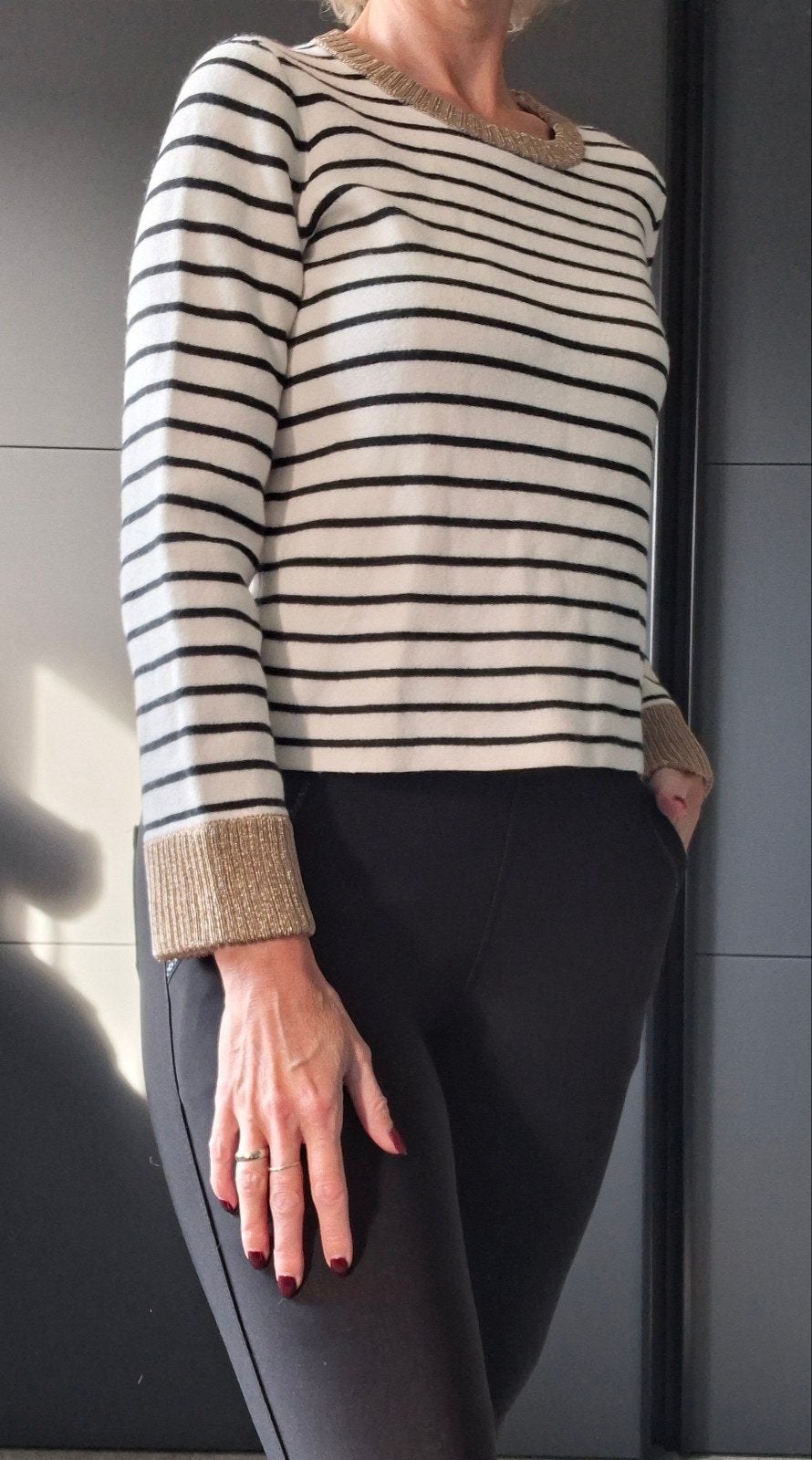 Maje trui maat S/M | Ecru/ zwart met gouden details, Kleding | Dames, Maat 36 (S), Meerkleurig, Verzenden, Maje