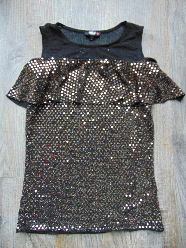 Coolcat topje zwart glitter maat 170 shirtje / top, Kinderen en Baby's, Meisje, Coolcat, Ophalen of Verzenden, Zo goed als nieuw