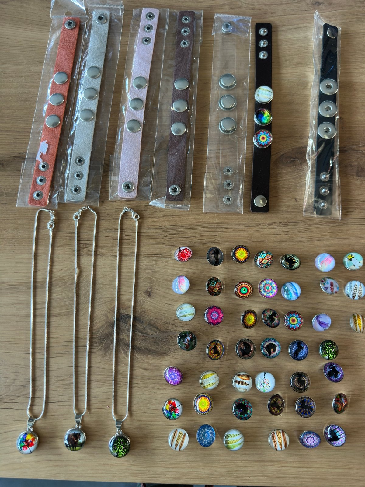 Click button armbanden en kettingen - Stel zelf samen!, Overige kleuren, Nieuw, Leer, Ophalen of Verzenden