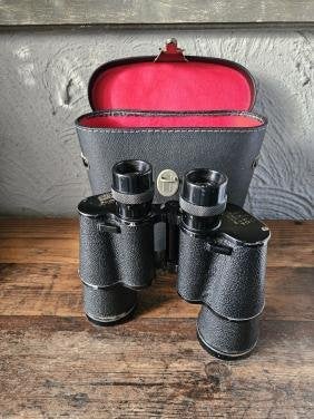 Vintage Rainbow Verrekijker 7x50 met originele tas, Met hoes of tas, Refurbished, 8 tot 12x, Porro (met knik)