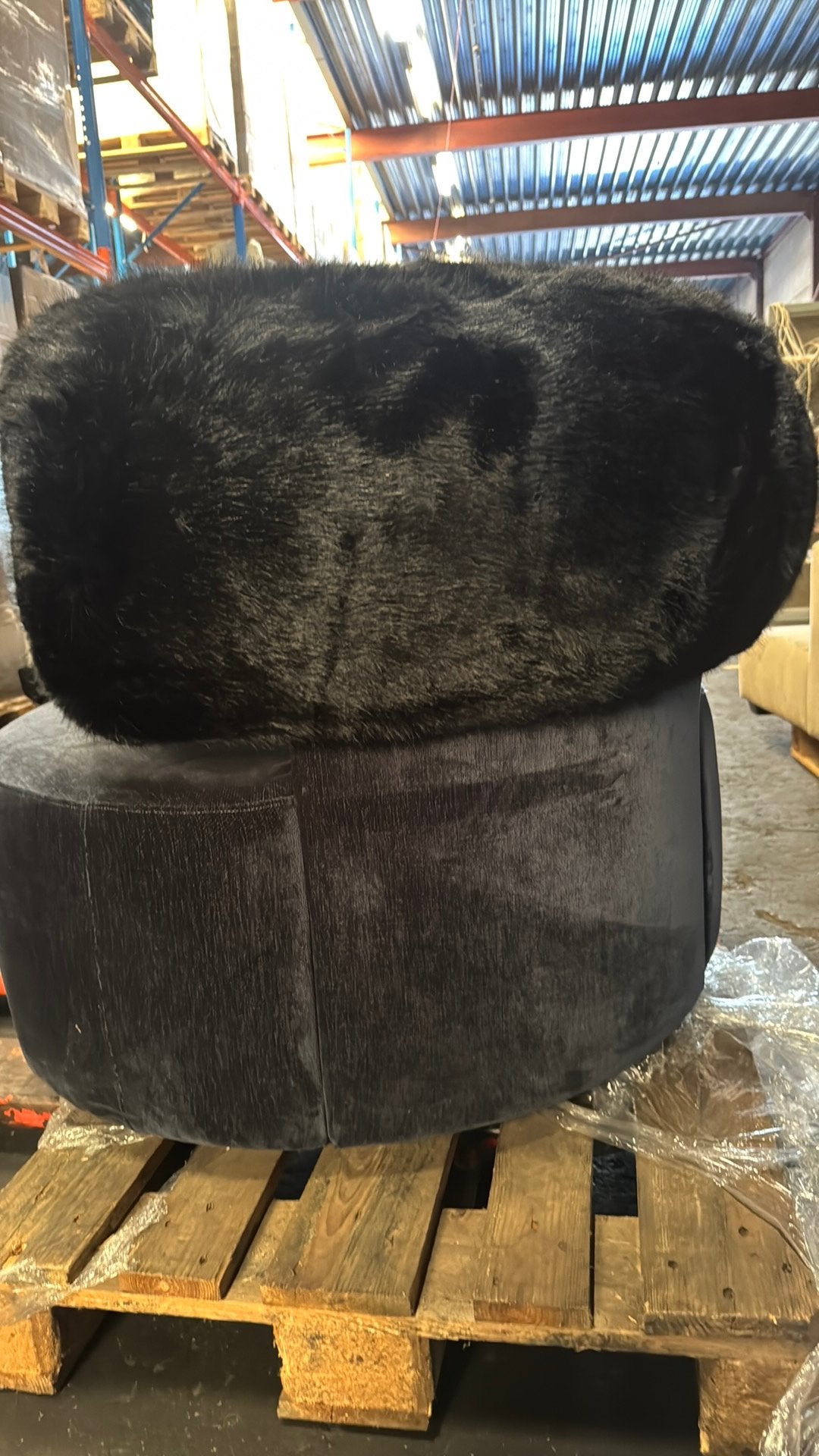 Luxe Design Draaifauteuil donkerblauw velvet, Ophalen, Zo goed als nieuw, Rond, Stof