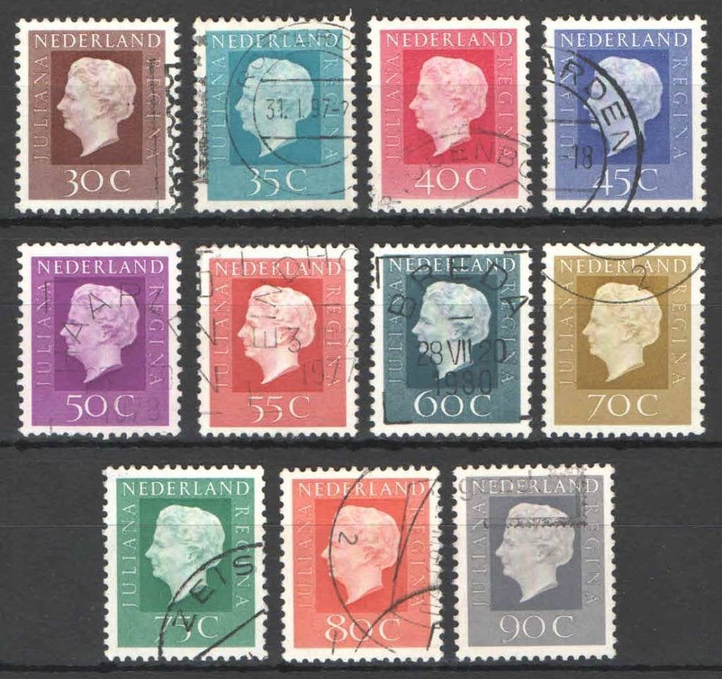 Nederland NVPH nr 941/51 gestempeld Koningin Juliana 1969-73, Postzegels en Munten, Ophalen of Verzenden, Na 1940, Gestempeld