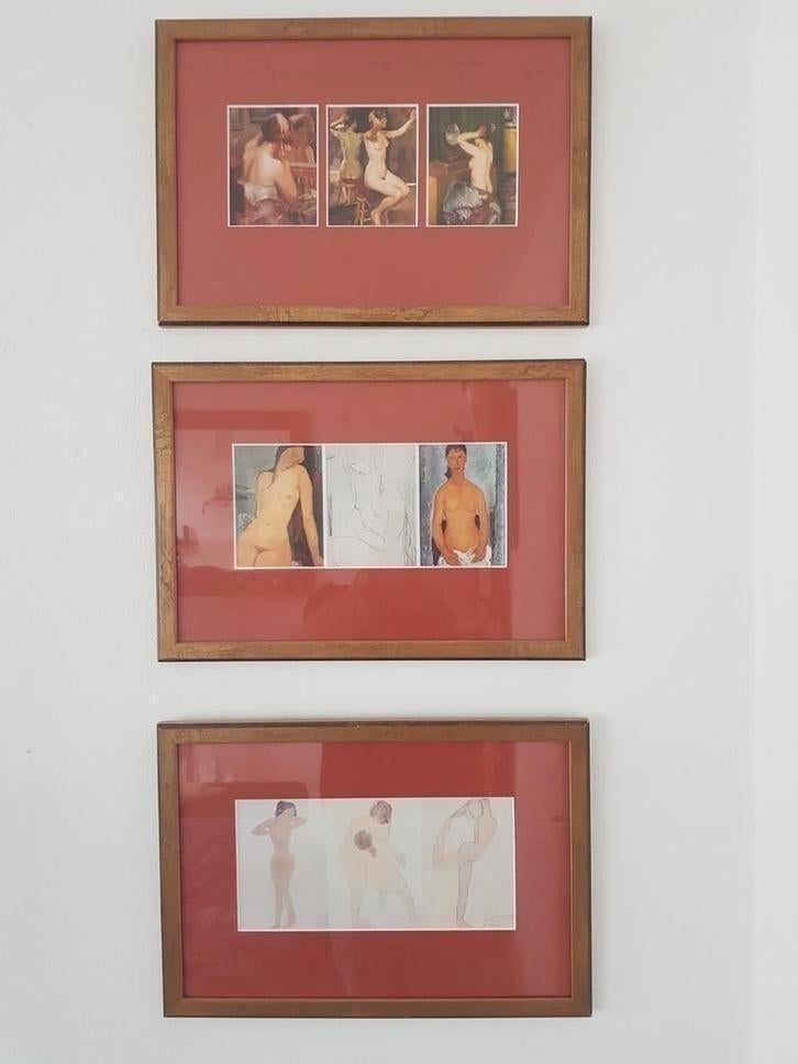 3  vintage erotische kunstwerken gesigneerd, Ophalen of Verzenden