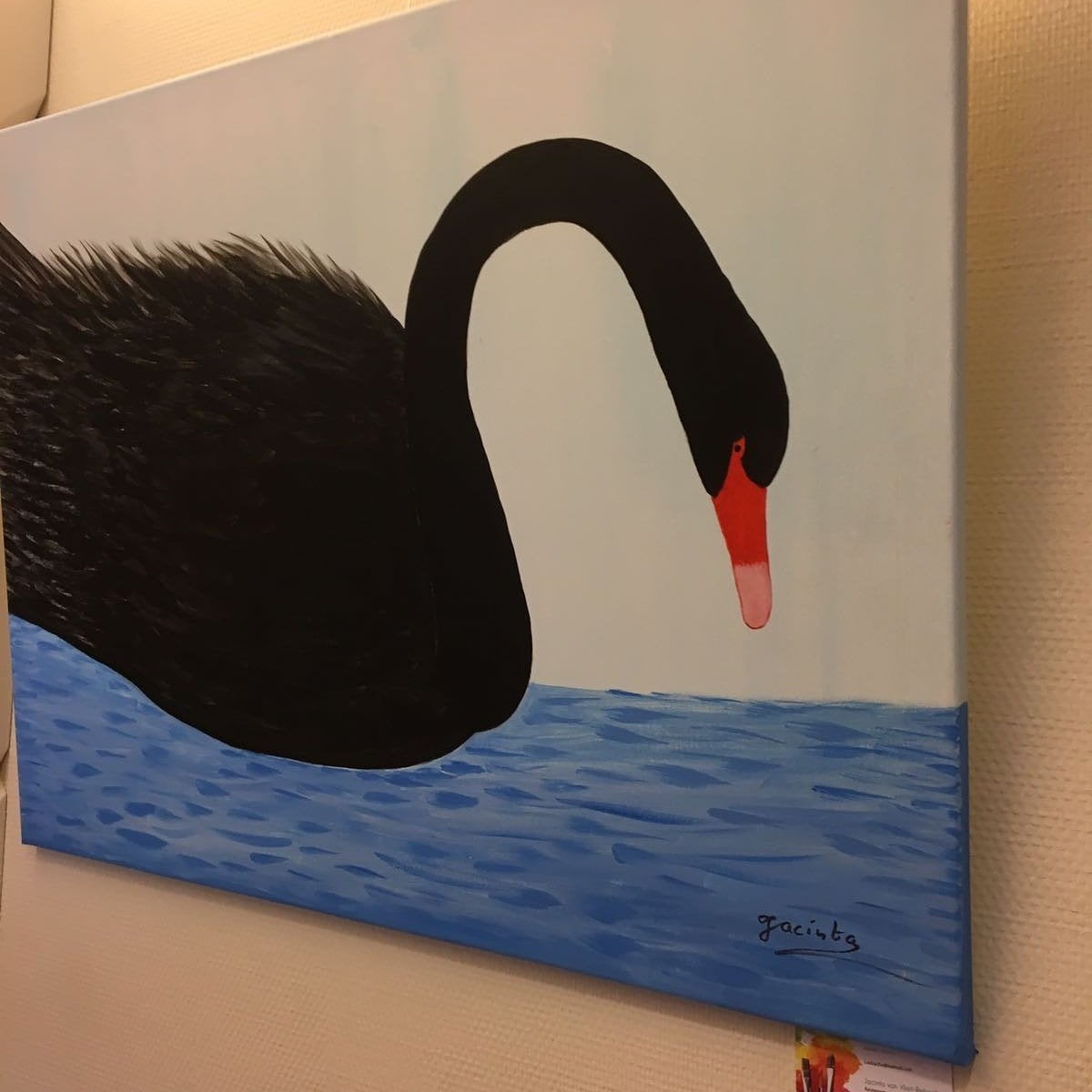 Te koop schilderij zwarte zwaan, Ophalen
