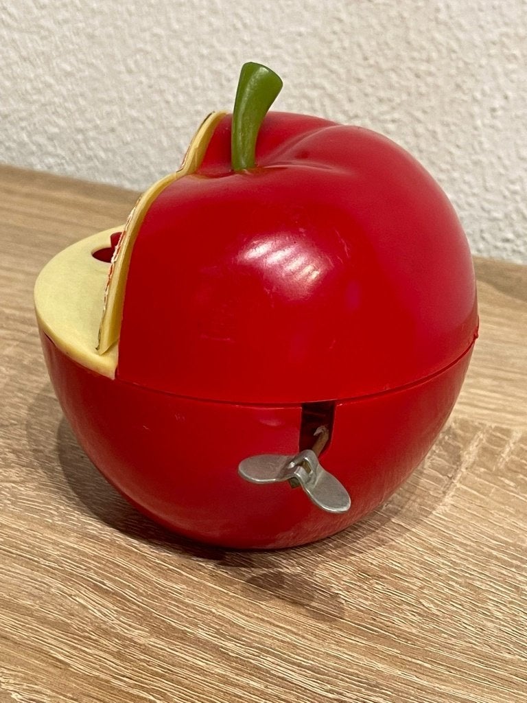 Vintage Apple Worm Bank – mechanische spaarpot jaren 60/70, Kunststof, Gebruikt, Apple Worm Bank, Ophalen of Verzenden